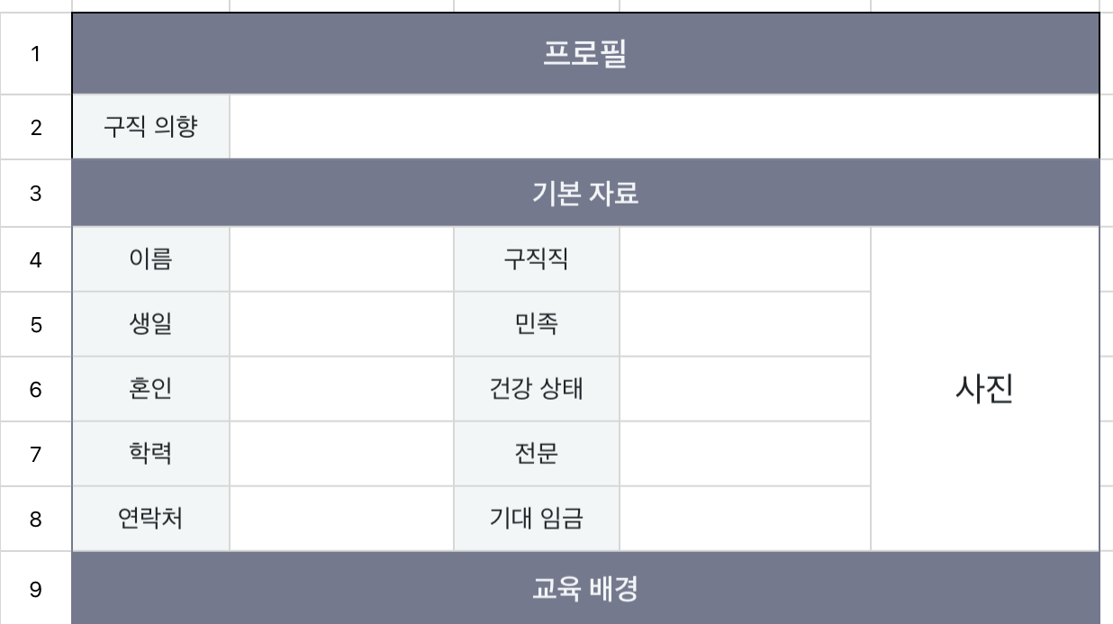 개인 구직 이력서 3